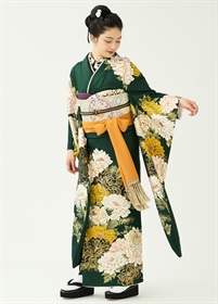 緑色 花柄 着物 C1170100123011_M.jpg