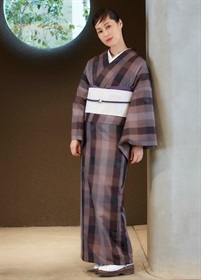 十日町紬 かさね絣格子 濃茶色（ご予約受注品） | カジュアル着物