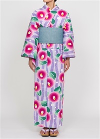きものやまと プレタ ゆかた　乱菊　ワイン WEB限定】プレタゆかた 玉つばき 紫 | 浴衣 | やまとオンライン
