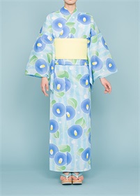 WEB限定】プレタゆかた 玉つばき 水色 | 浴衣 | やまとオンラインストア