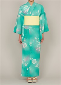 超美品　現代　浴衣　着物　夏物　155 コーマ　エメラルドグリーン　虹色　個性的 超美品 現代 浴衣 着物 夏物 155 コーマ エメラルドグリーン 虹