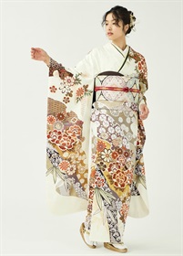 振袖　桃山の彩り-白茶-（ご予約受注品）