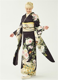 振袖　桃山流水に菊-こげ茶-（ご予約受注品）