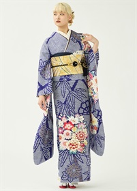振袖　疋田花丸文-杜若色-（ご予約受注品）