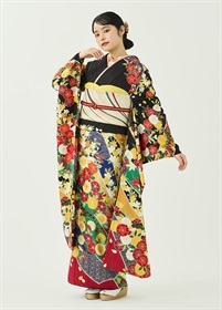 振袖　熨斗菊絢爛-黒-（ご予約受注品）