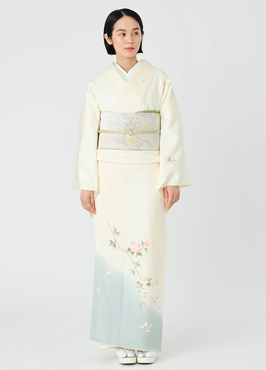 訪問着　夏用　絽　京加賀友禅　菊　桔梗　撫子　芝草　着物　042a d 訪問着 夏用 絽 京加賀友禅 菊 桔梗 撫子 芝草 着物 042a d