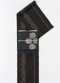 大島紬　泥染め　更紗つなぎ（ご予約受注品）