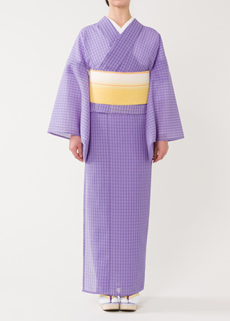 夏大島　格子　紫