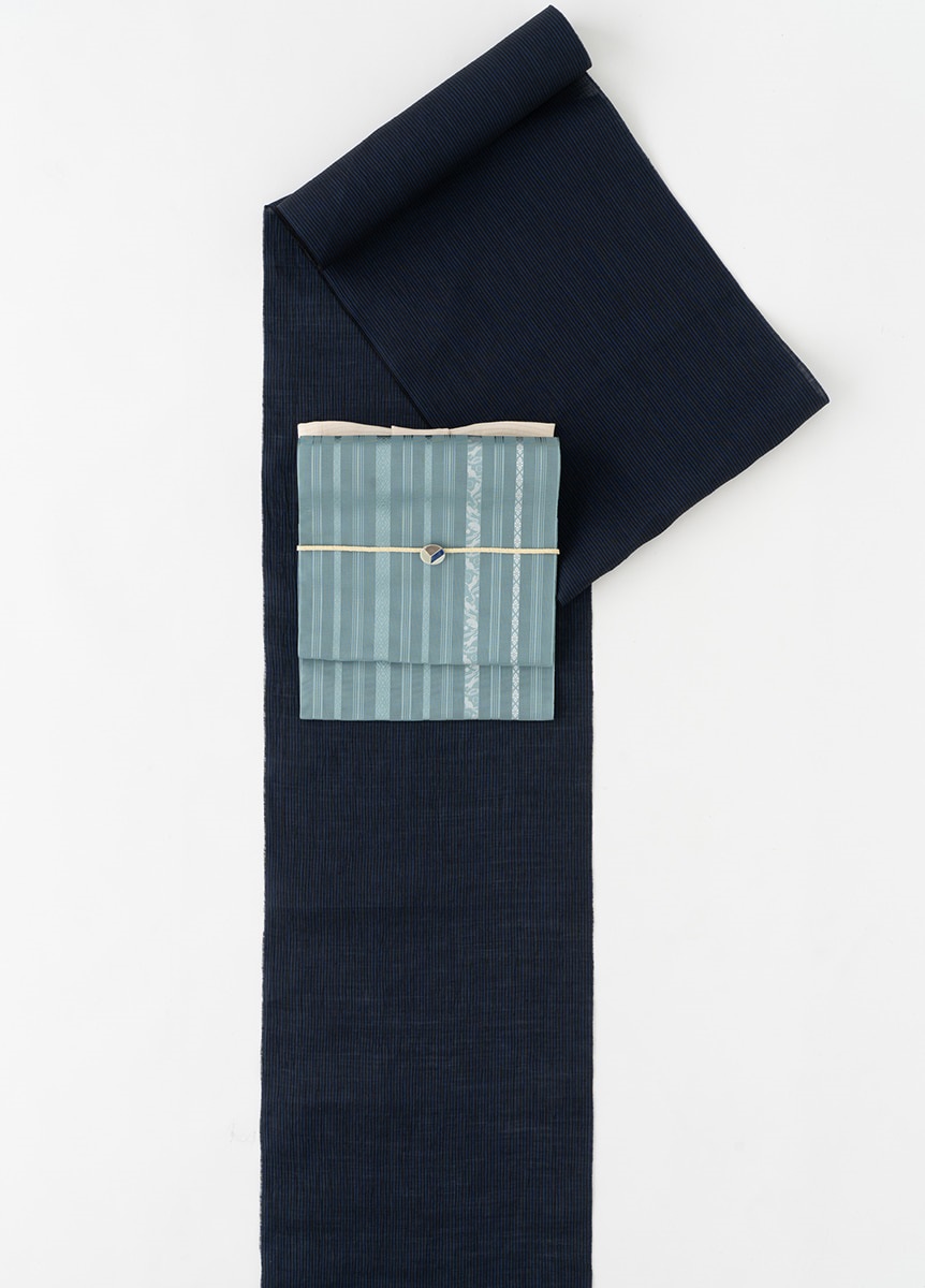 近江縮　縞　紺青（ご予約受注品）