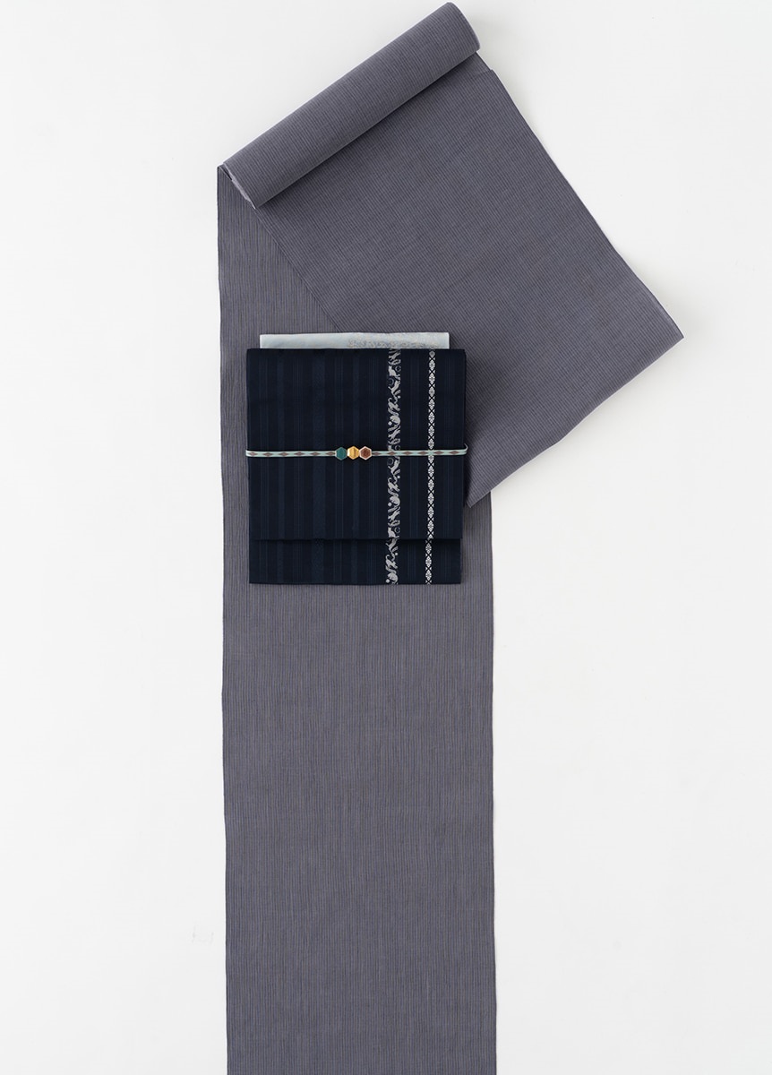 近江縮　縞　青鼠（ご予約受注品）