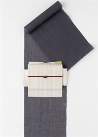 小千谷縮　５色ストライプ　濃紺（お取り寄せ品）