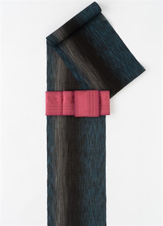 小千谷縮　乱絣　孔雀青