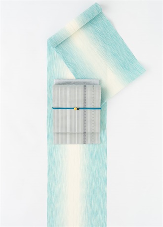 小千谷縮　乱絣　空色