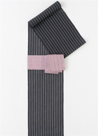 小千谷縮　ゆらぎ縞　鉄黒（ご予約受注品）