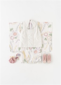 七五三（三歳用）被布6点セット　ＫＯＨＡＲＵ　ピンク花（お取り寄せ品）