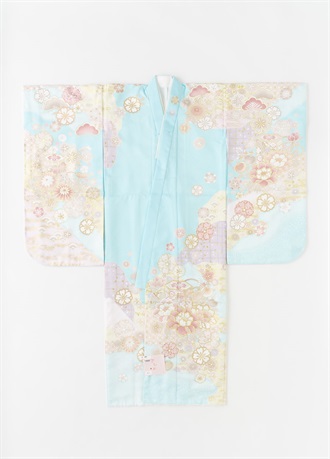 七五三　七歳のきもの　みずいろ（お取り寄せ品）