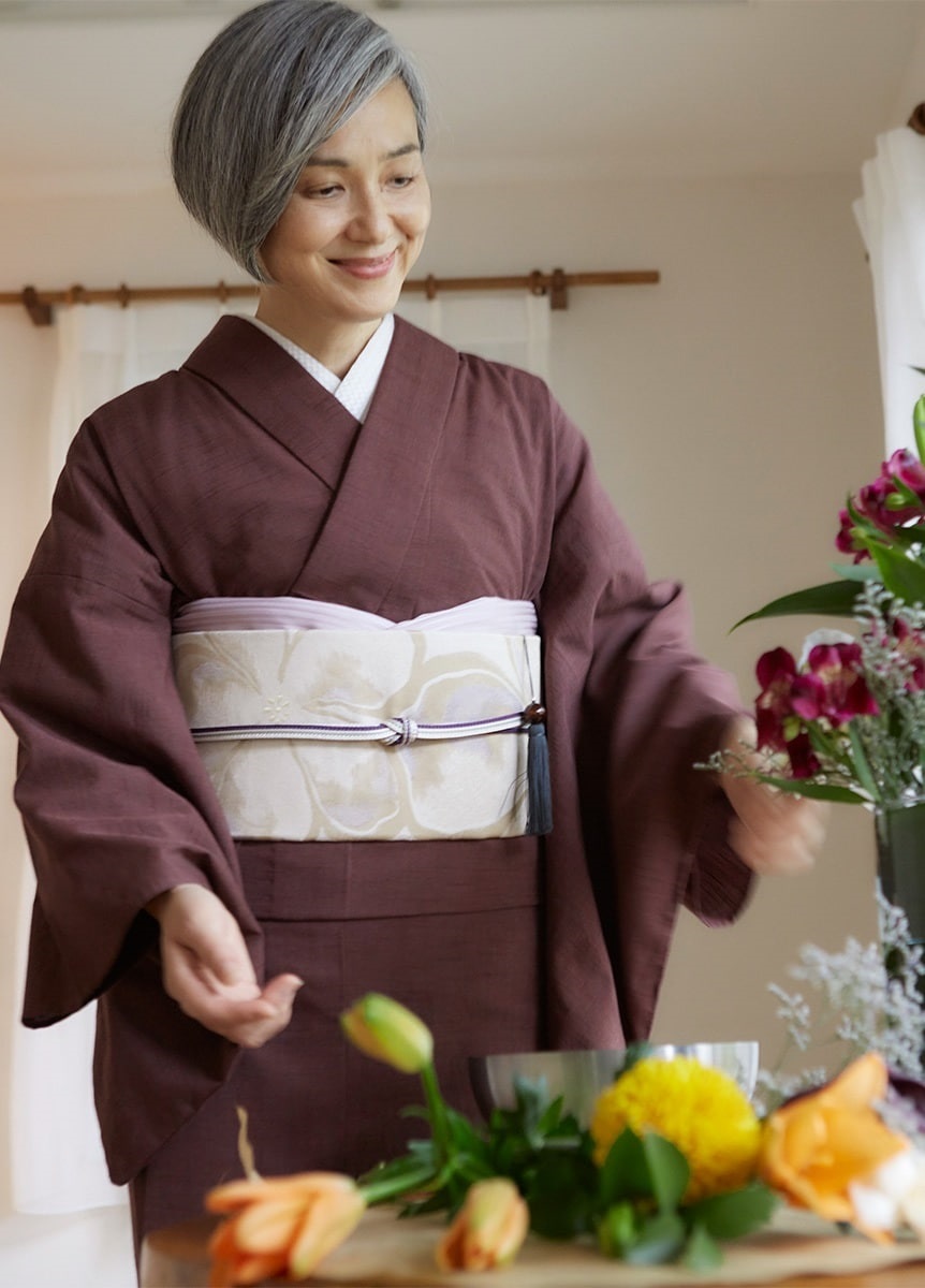 久留米絣　無地　海老茶色（お取り寄せ品）