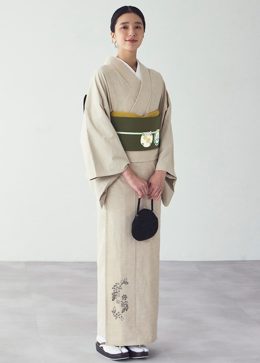 久留米絣　春草の花めき　せり・亜麻