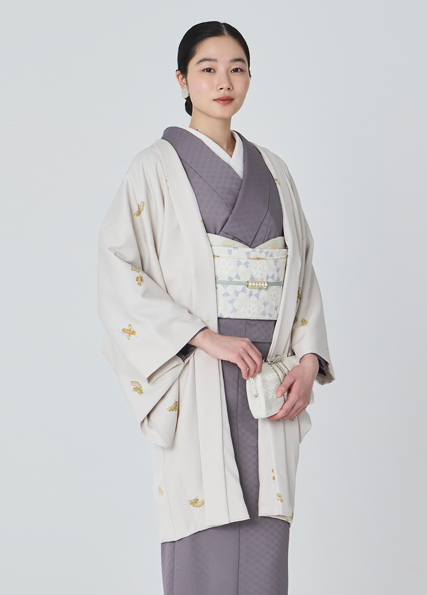 【羽織仕立】やまと可憐　宝尽くし　真珠色（ご予約受注品）