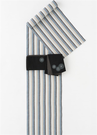 片貝木綿　縞　青