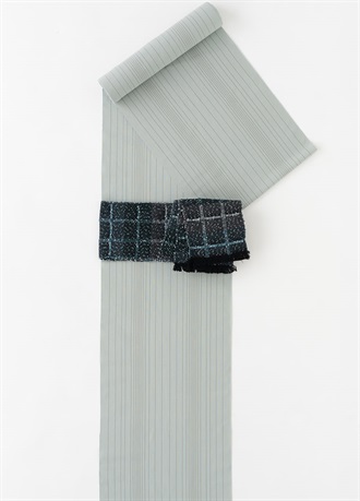 片貝木綿　縞　グレー