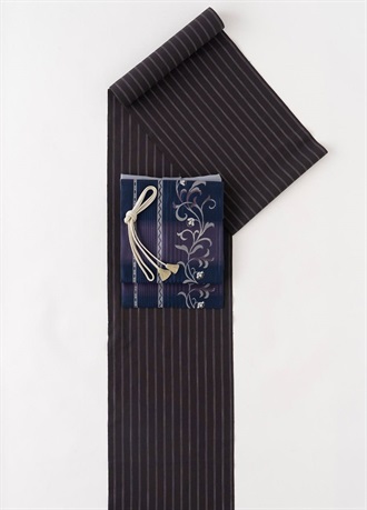 片貝木綿　三筋縞　紺紫