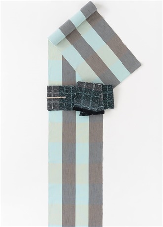 片貝木綿　白銀格子　ミントの森