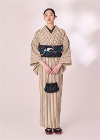 片貝木綿　縞々　灰（ご予約受注品）