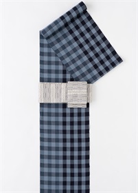 片貝木綿　重ね色チェック　ツートンネイビー（ご予約受注品）