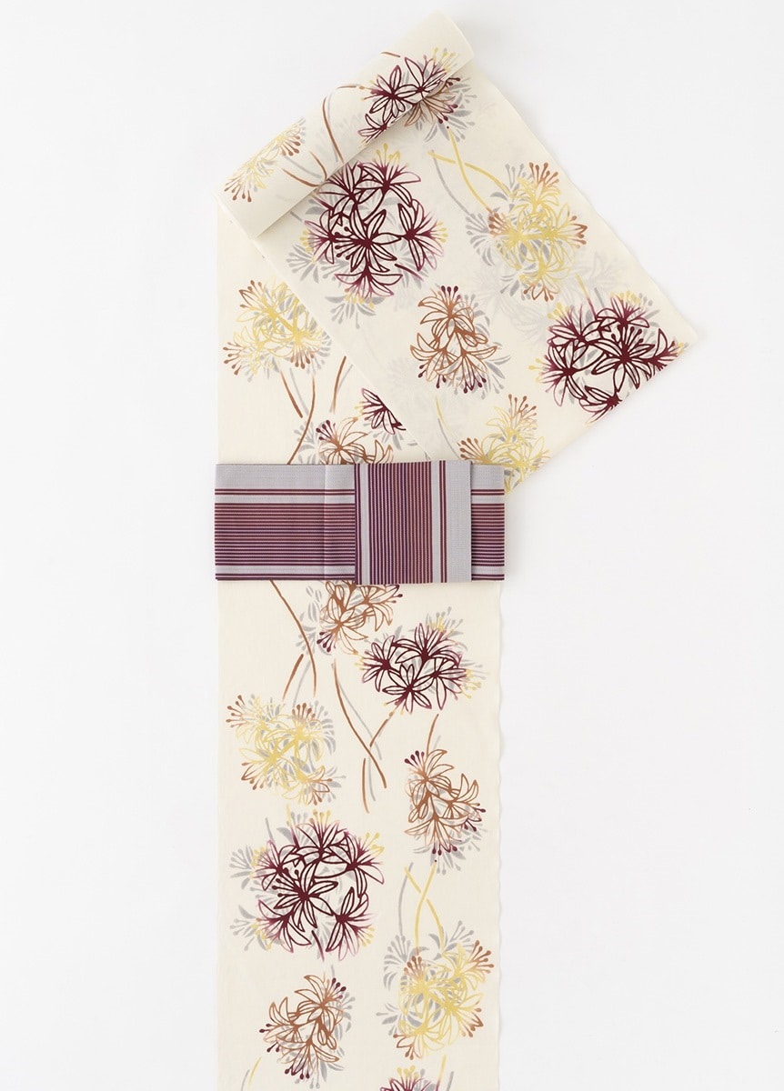 注染ゆかた　リリー　生成り