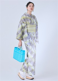 絞りゆかた　キャンディストライプ　イエロー