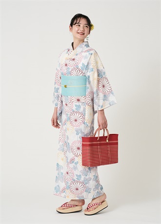 プレタ爽々ゆかた　陽だまりの菊　朱×からし