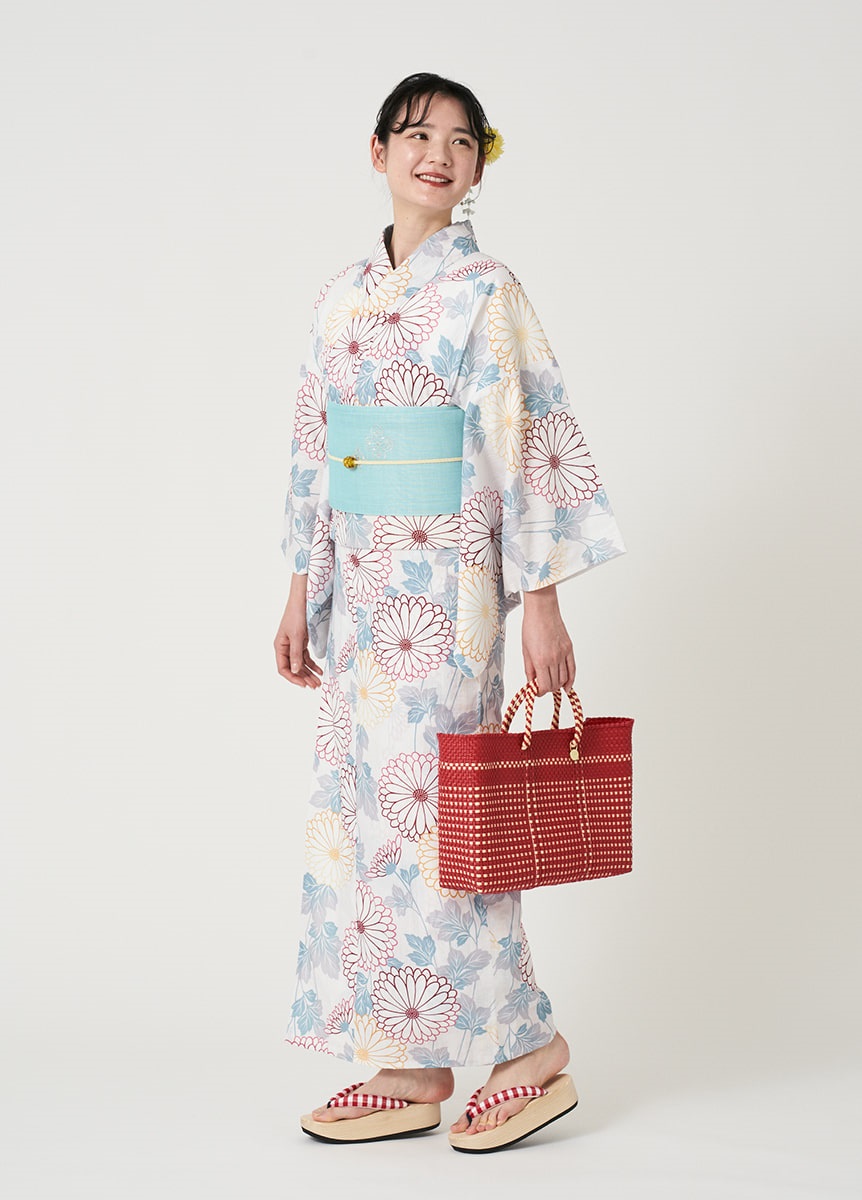 プレタ爽々ゆかた　陽だまりの菊　朱×からし
