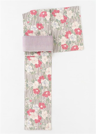 プレタ爽々ゆかた　朝露椿　グレージュ