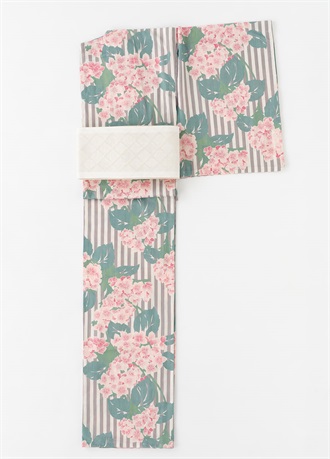 プレタ爽々ゆかた　朝露あじさい　グレージュ