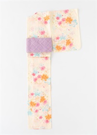 【WEB限定】ゆかた・帯　2点セット　生成り×藤色