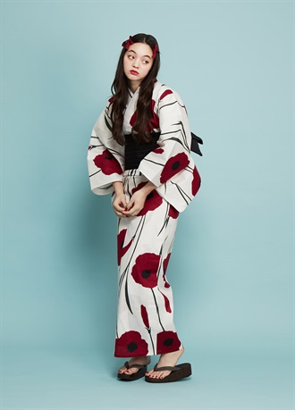 中原淳一ゆかた　赤い花（ご予約受注品）