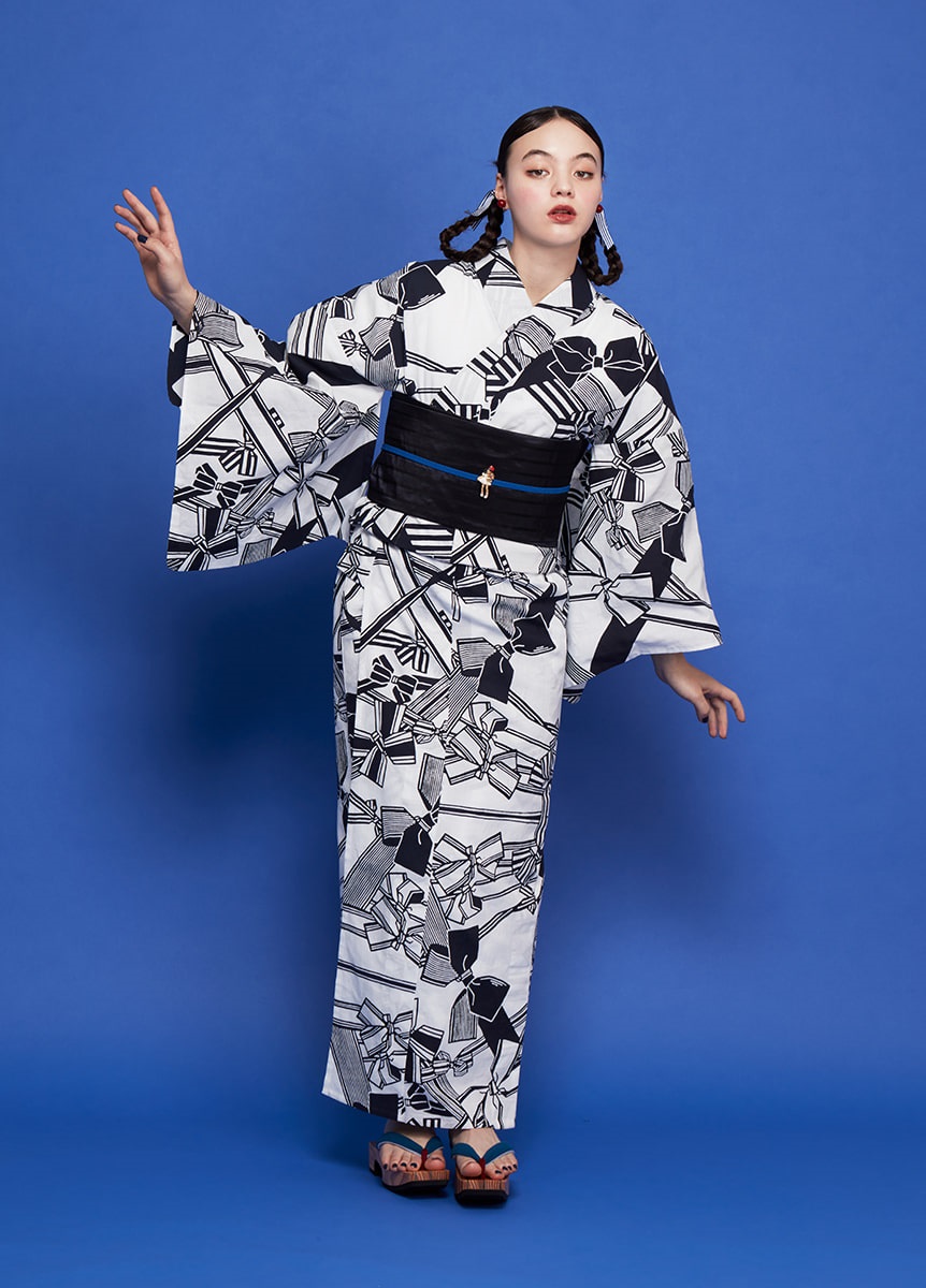 中原淳一　注染ゆかた　リボン