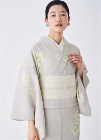 やまと可憐ゆかた　芍薬　白鼠（ご予約受注品）