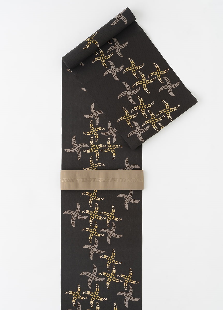 注染浴衣　七宝風車　墨黒