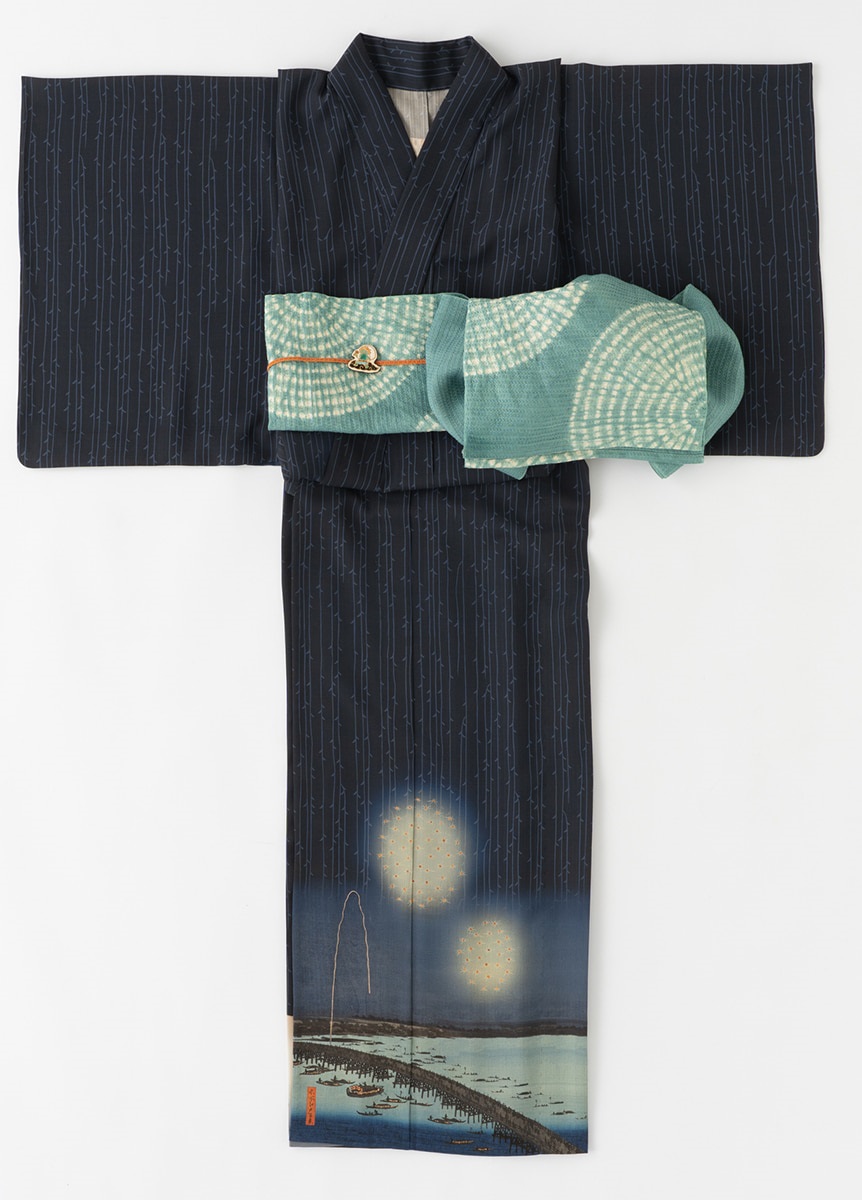 【江戸日和】絵羽ゆかた　浮世絵　両国花火（ご予約受注品）