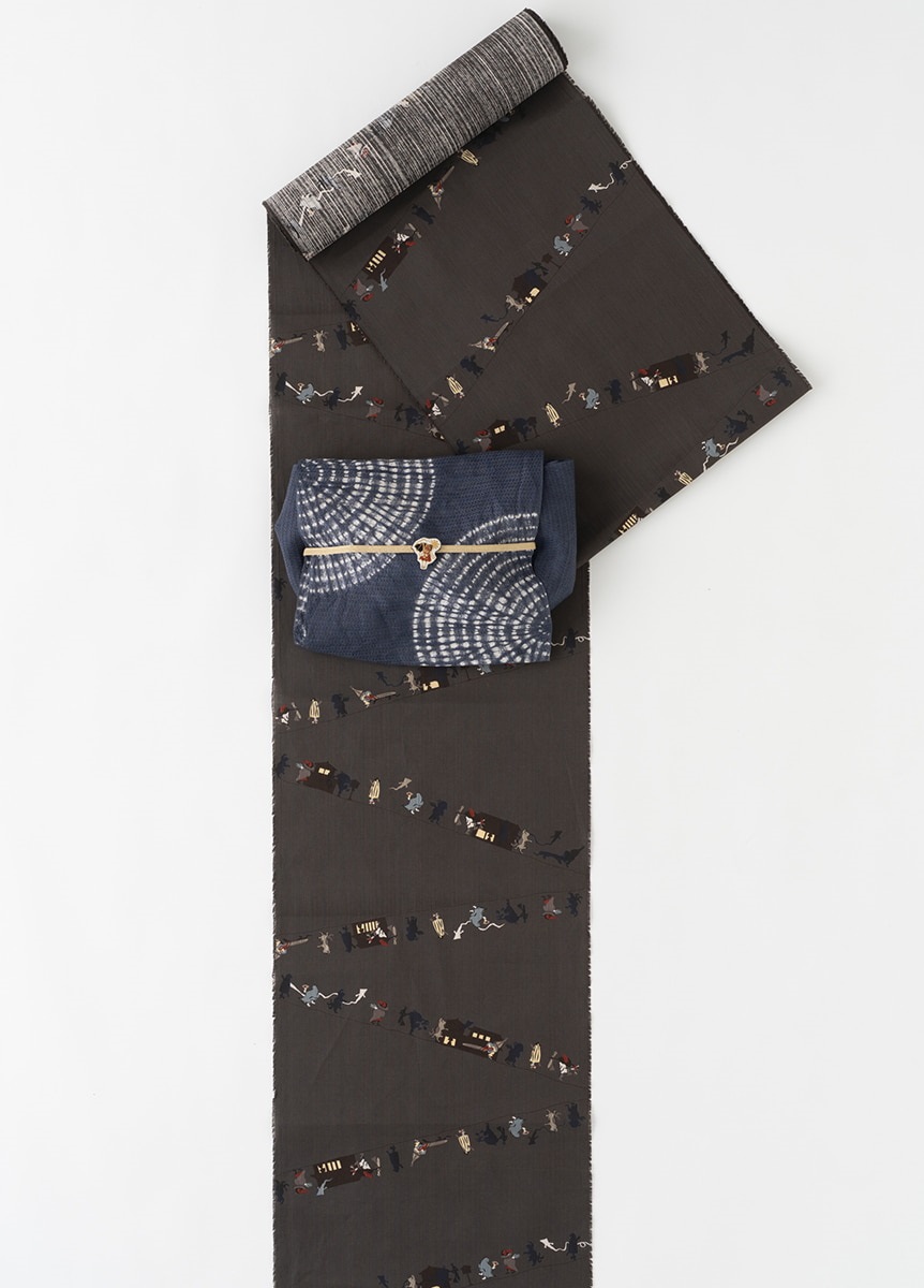 【江戸日和】ゆかた　百鬼夜行　消炭色（ご予約受注品）