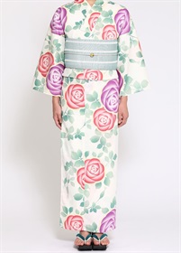 【WEB限定】プレタゆかた　薔薇　生成り