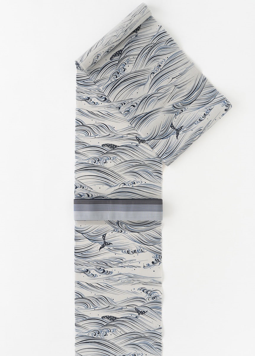 浴衣　波間にくじら　白鼠　