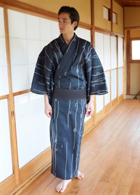 浴衣　縄目にほたる　墨黒（ご予約受注品）