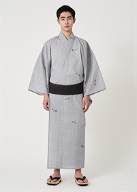 綿ゆかた　籠に勝虫　墨（ご予約受注品）