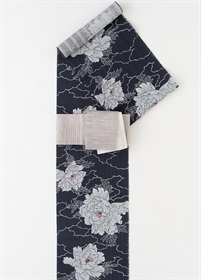 浴衣　風花　雲どりに牡丹　紺（ご予約受注品）