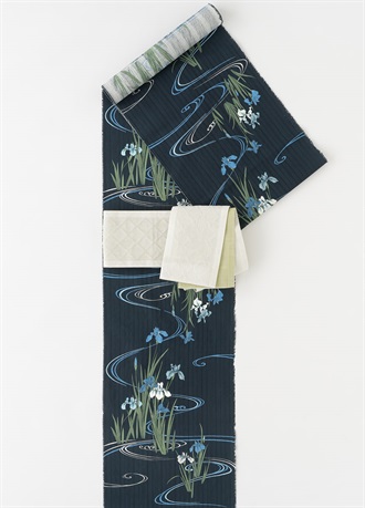 浴衣　風花　玉水に杜若　濃紺（ご予約受注品）
