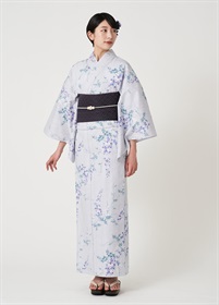 浴衣　風花　揺れる下り藤　藤色（ご予約受注品）