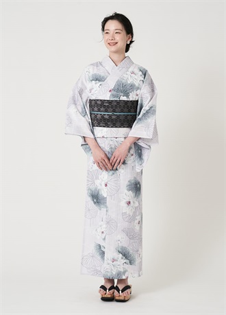 浴衣　風花　流水に蓮　淡藤（ご予約受注品）